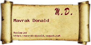 Mavrak Donald névjegykártya